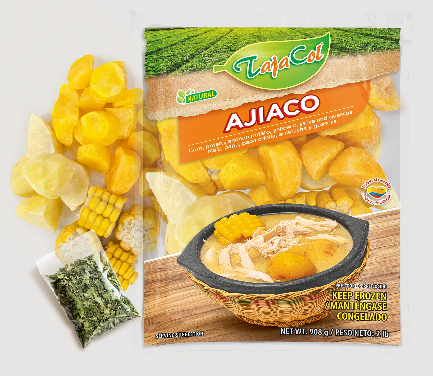 Tajacol ajiaco soup mix – ready-to-cook frozen mix for foodservice and retail.