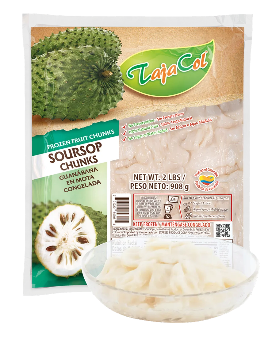 Tajacol frozen Sorusop Chunks – ready-to-use tropical fruit for foodservice and retail.