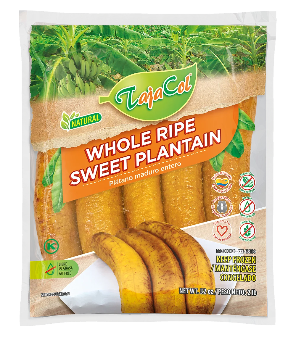 Tajacol whole sweet plantain – ready-to-cook retail product.