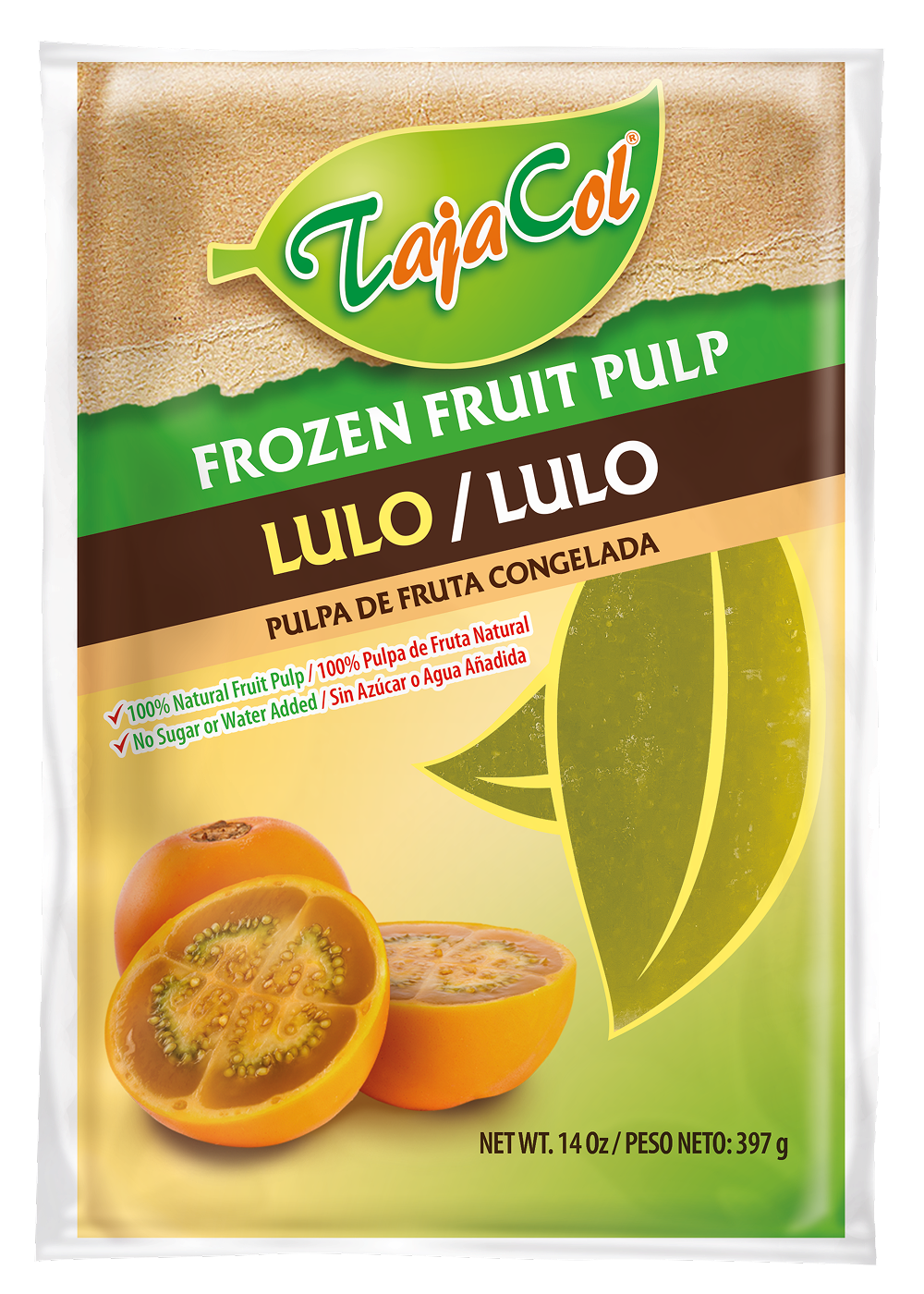 Tajacol frozen lulo fruit bar – ready-to-use fruit pulp for foodservice and retail.
